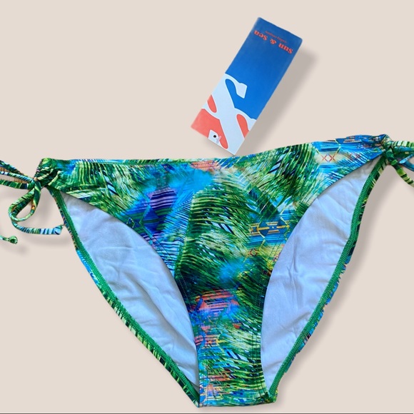 Green Floral Side-Tie Bikini Bottoms - Picture 3 of 8